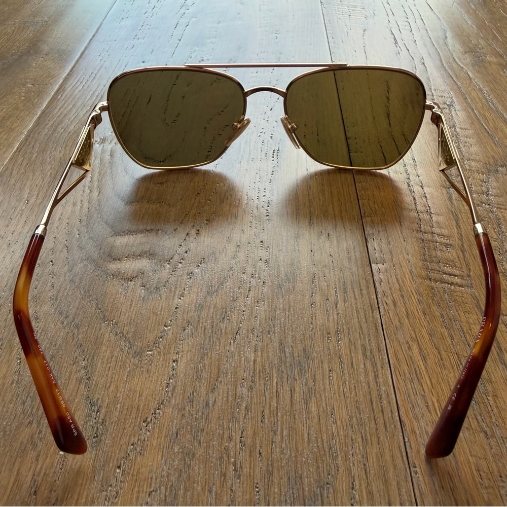 Prada Aviator Sunglasses — PR A50S — Gold/Brown - Picture 5 of 9